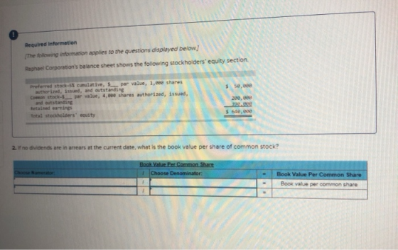Required Information The following information applies to the questions displayed below! Raphael Corporations balance sheet