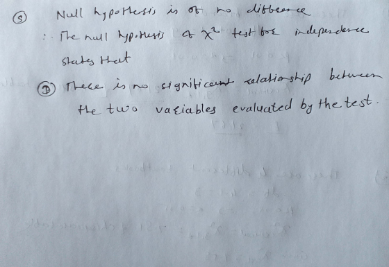 6 Null hypottersis is of no difbeence . The hall typothesis of x² test for independence States that There is no significant r