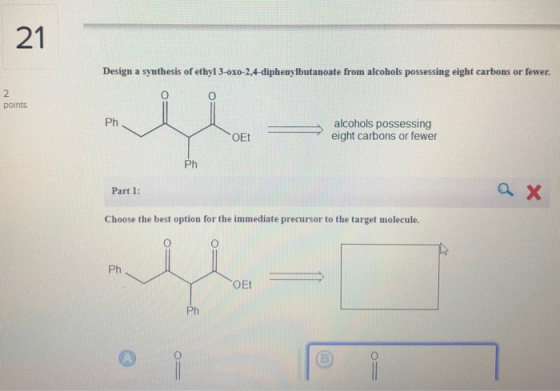 Design a synthesis of ethyl 3-040-2,4-diphenylbutanoate from alcohols possessing eight carbons or fewer. points ph alcohols p