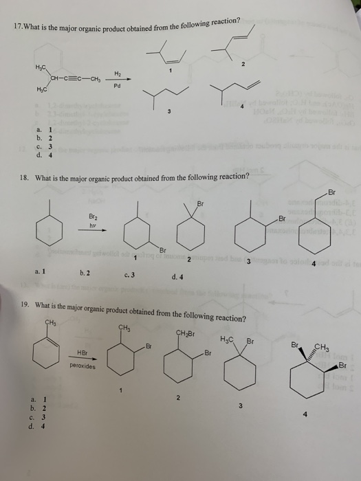 17.What i s the major organic product obtained from the