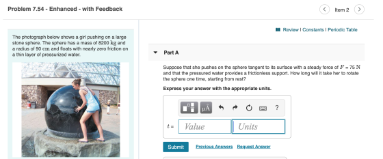 Problem 7.54 - Enhanced - with Feedback © Item 2 Item 2 > Review | Constants 1 Periodic Table The photograph below shows a gi