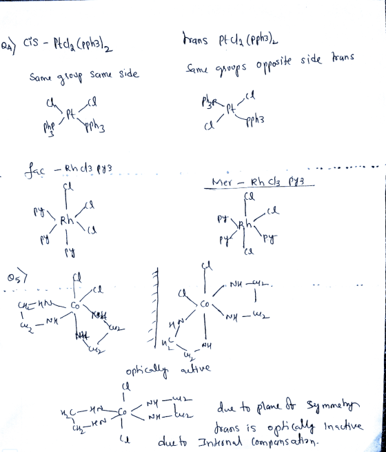 QA) cis - Pt cla (pph3l2 trans pt cla (pph3), Same groups opposite side frans 1. Same group same side Pha are a ppha - php pp