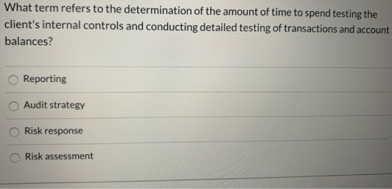 What term refers to the determination of the amount of time to spend testing the clients internal controls and conducting de