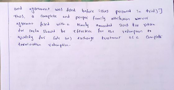 and agreement was filed before issues presented in trial)] Thus, a complete and proper family attribution waiver agreement fi