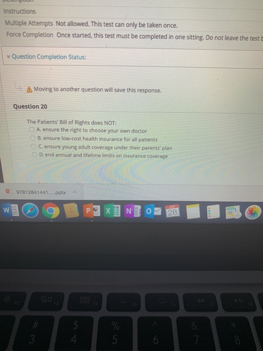 Instructions Multiple Attempts Not allowed. This test can only be taken once. Force Completion Once started, this test must b