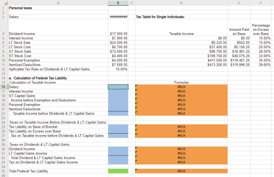 D Personal taxes 1 2 3 Salary Tax Table for Single Individuals: Taxable Income $17,500.00 $7,400.00 $24,500.00 $6.700.00 $13,