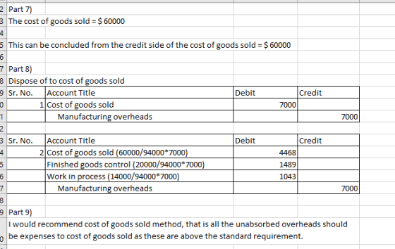 2 Part 7) 3 The cost of goods sold = $ 60000 5 This can be concluded from the credit side of the cost of goods sold = $ 60000