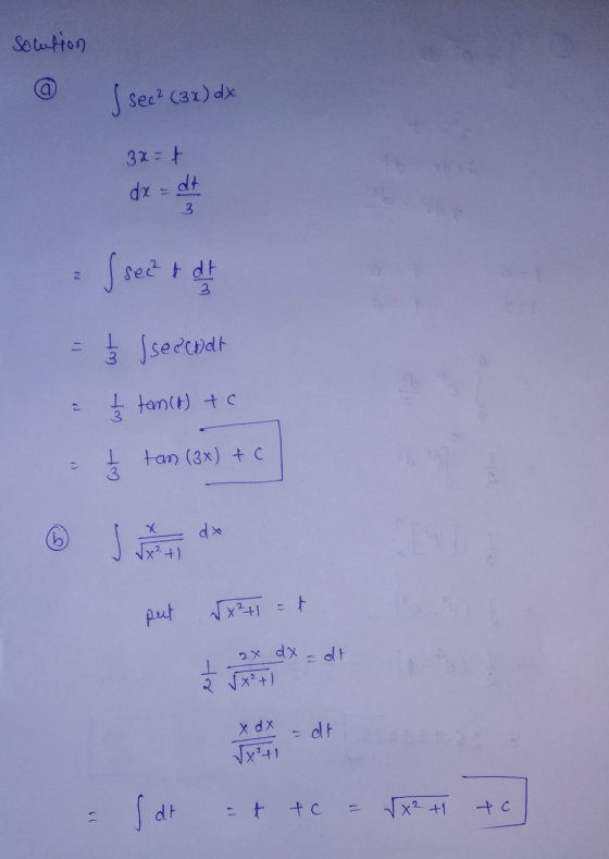solution I see? (3x) dx 3x=t dx=dt 3 2 I see? see? t dt dt 3 1/3 sseccoat - tem(t) to tam (3x) + c 쓴 cut J JH +) put √²+1 = t