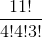 \frac{11!}{4!4!3!}