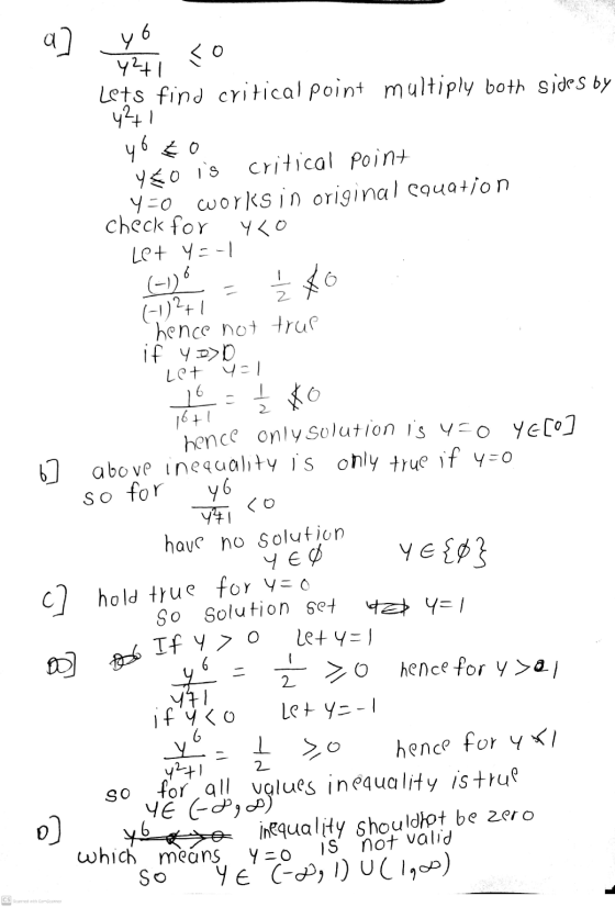 yo 4241 (-1) Ź to xo Do If Y > 0 a) <o Lets find critical point multiply both sides by 4271 yoto yo is critical point Yo work