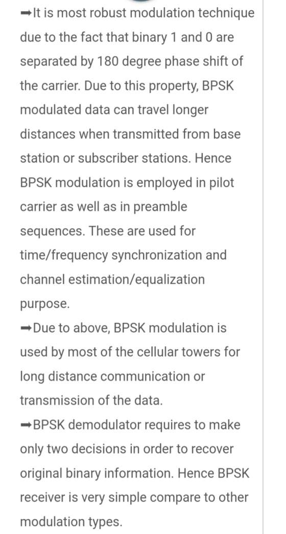 =It is most robust modulation technique due to the fact that binary 1 and 0 are separated by 180 degree phase shift of the ca