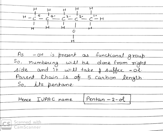 H H H H -C -C C- As -OH is present as functional group. So, numbering will be done from right side and it will take & suffix