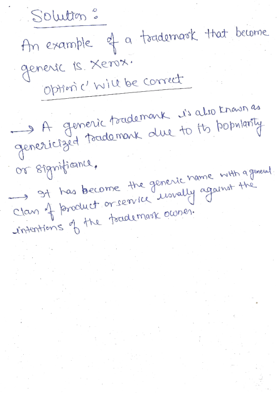 Solutton An example a toadernask that become iS Xeox generte Option c wiu be corect toudamank is also tnawn as gonenic gener