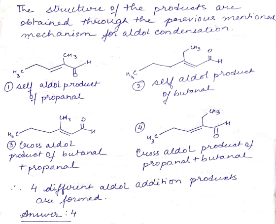 The structure of the products are obtained through the parevious mentioned mechanism for aldol condensation. Una o n.co 6 sey