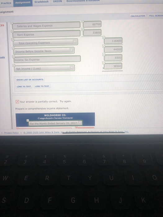 Assignment Gradebook ORION Practice Downloadable rektor signment CALCULATOR FULL SCREEN CES 60700 Salaries and Wages Expense