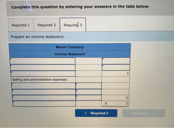 Complete this question by entering your answers in the tabs below. Required 1 Required 2 Required 3 Prepare an income stateme