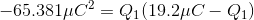 -65.381\mu C^{2}=Q_{1}(19.2\mu C-Q_{1})