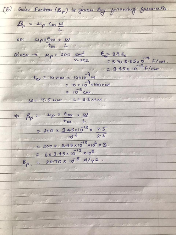 (0-) Graku Facbon (Bp) is given by following form celo аше Сох и ой Given 200 см2 цехЄox x и tox L € 3-5 60 V-see : 3.9x 8:85