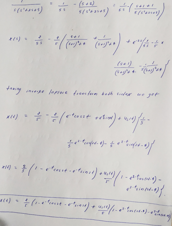 (5+2) 5(5²25+5) s(s²t2 S45 stiti 5 (5²+25+5) sti X (5) = 2013 febrer (asyon) *cept te-25 taking inverse laplace transform bot