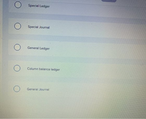 Special Ledger Special Journal General Ledger Column balance ledger General Journal
