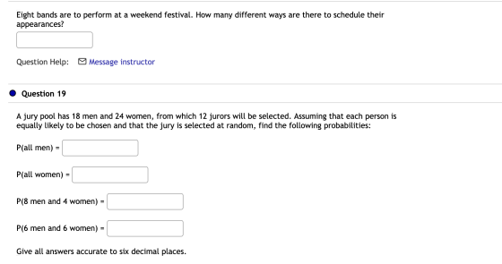Eight bands are to perform at a weekend festival. How many different ways are there to schedule their appearances? Question H