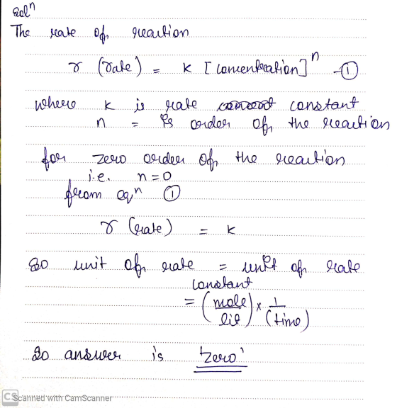 Soln k i n .Zeud. The Mate of Pleaution 8 (Take ) k. L.comienfiradion] 0 where rate content constant e order of the reaction