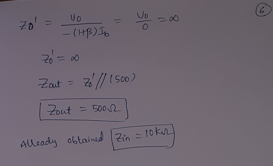 Zo = 0 = 0 = 0 o - (HB) ID zo = x Zout = Zoll (500) | Zout = 5002] Alleady obtained (Zin = 10kr