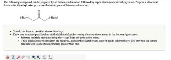 The following compound can be prepared by a Claisen condensation followed by saponification and decarboxylation. Propose a st