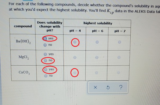 For each of the following compounds, decide whether the compounds solubility in aq at which youd expect the highest solubil