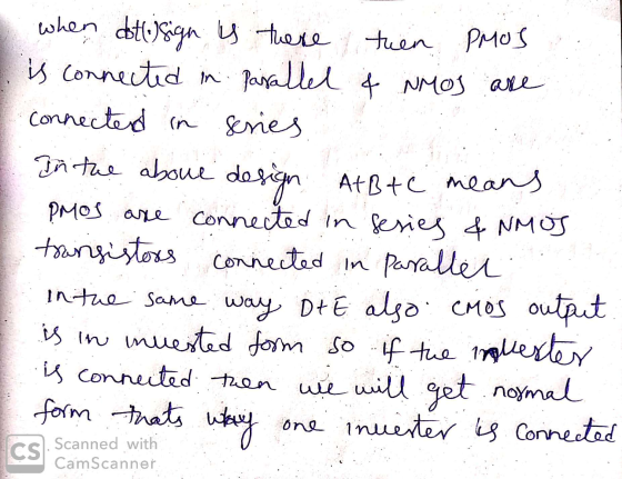 when dotlejsign is there then PMOS is connected in parallel & N os are Connected in series In the aboue design Atbtc means PM