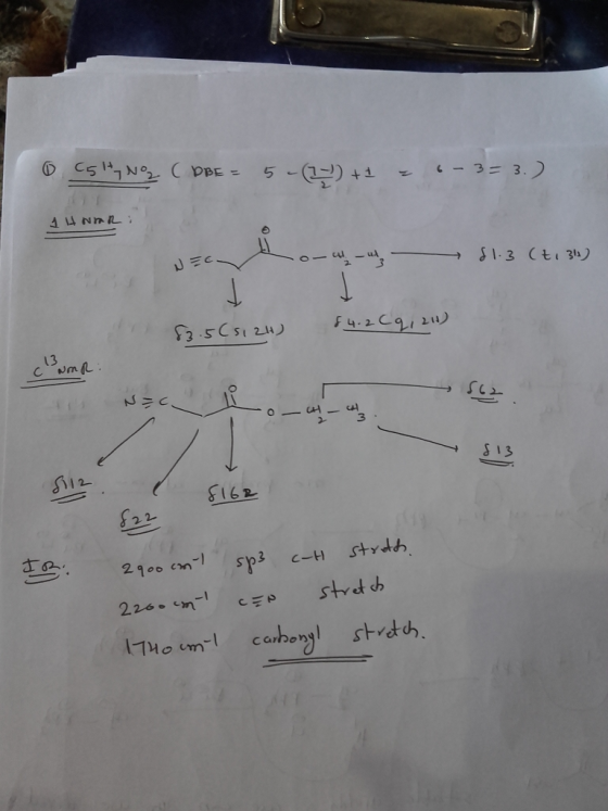 Cs No C DBE = 5- () 3= 3. S1.3 Cti 3 NWC S13 F162 C-H ppats 2900 cn PP사S 7MOim cabonyl strd 2.260cm