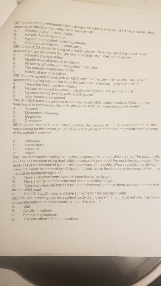 E 87. In one primary immunodeficiency disease white blood cells cannot initiate an inflammatory response to infection organis