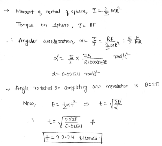 → Moment q mestial q Sphere, Is i MR? Torque on Sphere, I = RF si Angular acceleration, da I RR2 = { MR 2- £x o xorn rude? d=