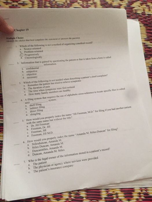 Chapter 19 Maple Choice Identify the choice the best completes the start or were the ston 1. Which of the following is not a