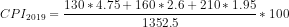 130 * 4.75+ 160* 2.6 +210* 1.95 CP/2019 = ? * 10C 1352.5