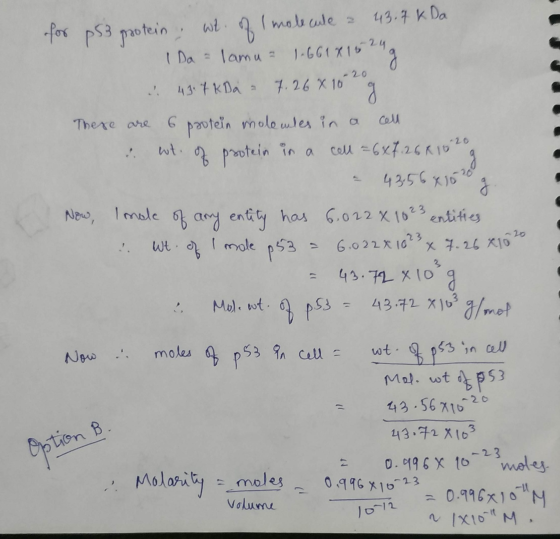 for ps3 protein; wt. of I molecule a 43.7k Da 1 Da = lamu 1.661x15249 & 43. 7 kDa - 7. 26% 10 g There are 6 protein molemles