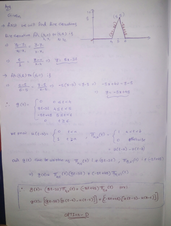 Given (58) first we will find line careations (st-322 -3x+48 lire caration for (4,0) to (5,8) is X2 42 5 6 y_y xe-x, x-xo y =