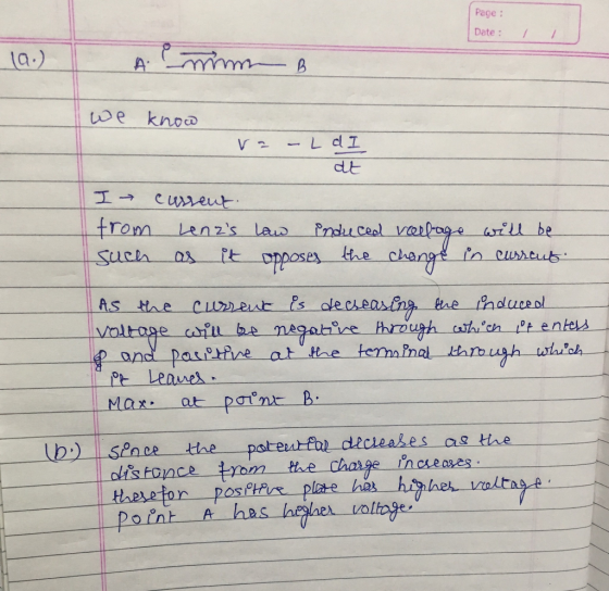 Page: Date: dL Sucha as it opposes the cu Voltoge cfu be and pasP Hfine at the P Leaves Max parne B dicieakes as te Spoce the poin