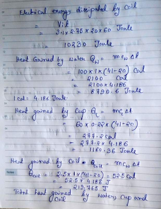 Coll 09 Electrical energy dissipated by a 10 Vit 3.18 2.75 x 20 x 60 Joule 11 10230 Joule 12 mew 01 + 02 03 04 govored by mes