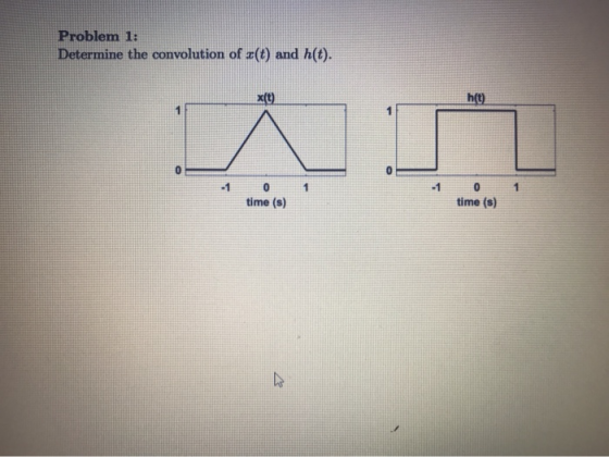Problem 1: Determine the convolution of 3(t) and h(t). h(t) time (s) time (s)