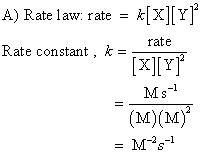 k[X][Y] A) Rate law: rate rate Rate constant, k [XYT Ms (м)(м м*s1 2