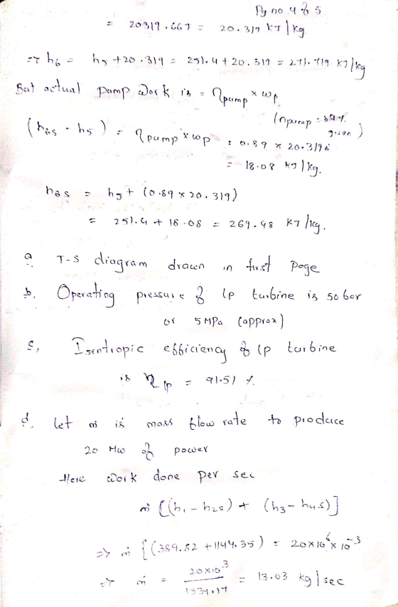 Pg no u 4 5 20.3), kulrg 20319.661 sho - hy 20.319 - 251.41 + 20,517 21). 419 Ky lleg hat actual pump work in Apump & wp . (