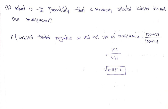 a n sele Use oijua na? 150421 5041y1 P(swbied tate negclive or did ndl use of maijuana 150+9 191 oq