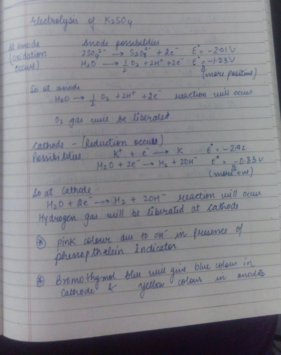 Electrolysis of K250g At ano de Toxidation snode 2502 H₂O possibilities S202 +2e 102 + 2H+ +2e E= - 2.010 E = -1.23 V more po
