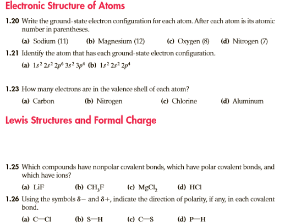 Electronic Structure of Atoms 1.20 Write the ground-state electron configuration for each atom. After each atom is its atomic