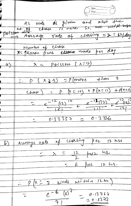 Dale Page nen ho rar AS rate es gin and also the chase So, nicht tust Potsson - Average rate of chasing chasing = 2 = 12/ da