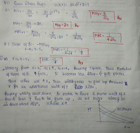 NX メ2 OY 4X2 B) Slope 아TC--MRSx7 4 N4 4 여 Slope ofjc tals, Ic becomes les, 8tup。 gets. tatte L ttuu wfen we,mx, then usuureneg3 to give up Amount LS Reaping utility lever same, Sn orde to fave d move unt otX leas &less Y Ras to be given up, as we move along ic TC Shape