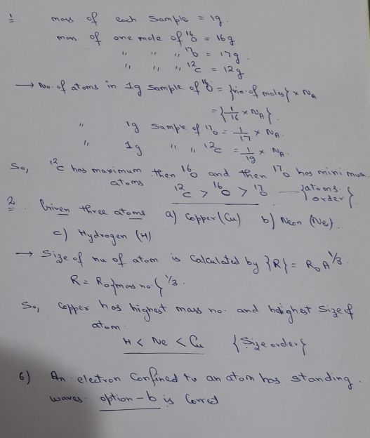& mos of man of each Sample zig. one rade of 18 = 16g. - 12 = 129 of atoms in 1g Sample of 8 - jie of males y na . ig sample