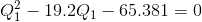 Q_{1}^{2}-19.2Q_{1}-65.381=0
