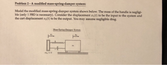 Problem 2 - A modified mass-spring-damper system: Model the modified mass-spring-damper system shown below. The mass of the h
